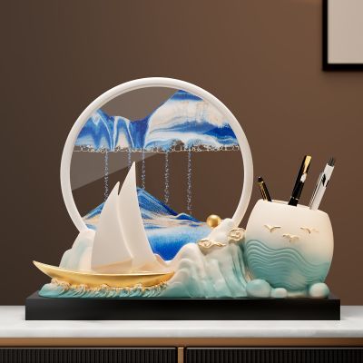 一帆风顺帆船笔筒流沙画摆件办公室装饰高级感教师节礼物2026新款优惠商品图片