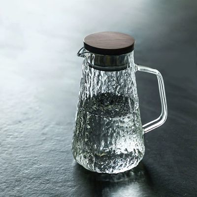 高颜值日式家用冷水壶凉水茶杯套装耐热防爆高硼硅玻璃木盖大容量优惠商品图片
