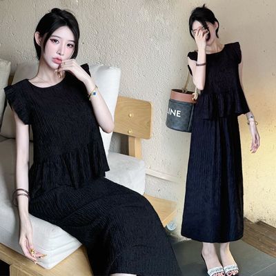 松弛感拉满!夏日洋气休闲套装简约短袖T恤气质半身裙套装【3天内发货】优惠商品图片