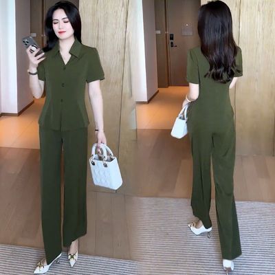夏季新款高级感穿搭气质不挑人套装女时尚洋气减龄显瘦短袖两件套