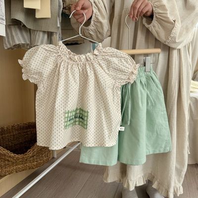一整套小孩衣服夏天韩版两件套女宝森系娃娃衫宝宝上衣洋气夏装