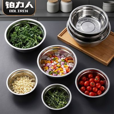 【铂力人】不锈钢盆汤锅汤盆蒸菜拌菜洗菜盆和面盆汤锅厨房打蛋碗汤锅