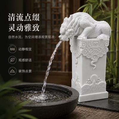 吸水兽石雕吸水兽招财桌面摆件循环水鱼缸工艺品摆件汉白玉吞金兽
