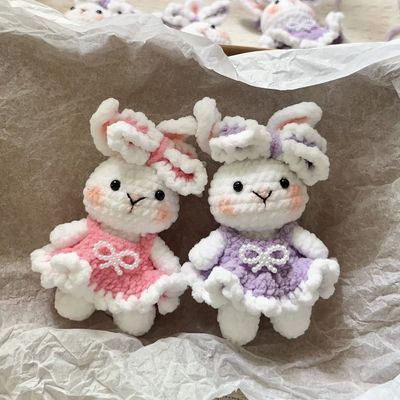 (成品)可爱勾织小兔墨墨挂件毛线玩偶钥匙扣送礼手工钩织兔子成品