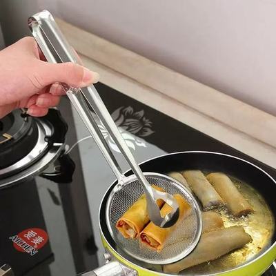 煎炸滤油夹沥油食物夹漏油夹厨房漏勺不锈钢油炸食品捞油勺过滤网【7天内发货】