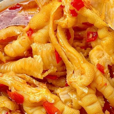 【1斤大桶装】无骨鸡爪酸辣脱骨凤爪即食解馋网红零食小吃500g