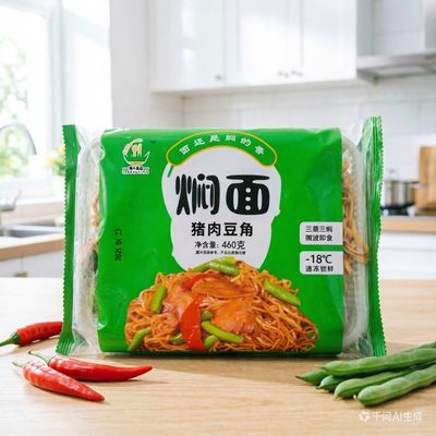 河南懒厨搭档猪肉豆角焖面460g焖面12包24包蒸锅微波炉速食主食