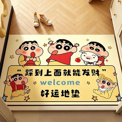 入户门地垫卡通家用进门门口口吸水耐脏脚垫子室内外水晶绒门垫
