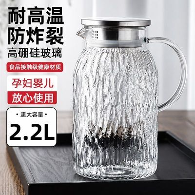 夏季新品冷水壶高颜值树纹家庭装凉水壶套装饭店用耐高温玻璃茶壶