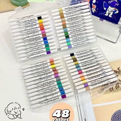 正版丙烯马克笔儿童专用可叠色多色不透纸学生美术幼儿园无毒收纳【3天内发货】