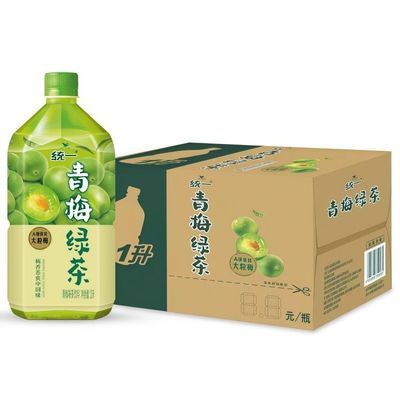 【统一】青梅绿茶1L*8瓶整件特价超大容量夏季清爽解腻饮料解暑饮品