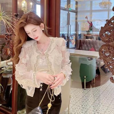 小香风名媛重工钉珠薄款外套女新中式轻奢防晒短上衣【7天内发货】优惠商品图片