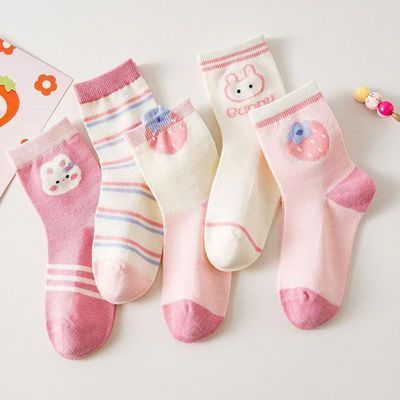女童袜子中筒儿童夏季透气网眼春夏薄款宝宝卡通可爱学生公主女孩优惠商品图片