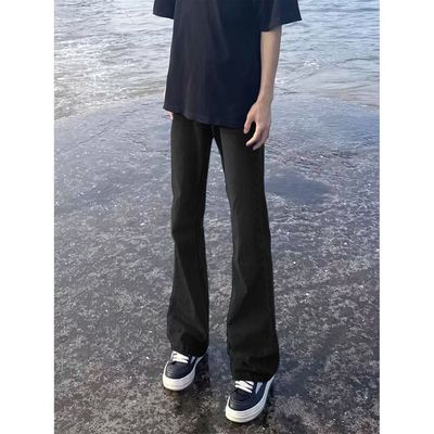 怪兽黑色柳叶弯刀微喇牛仔美式高街vibe宽松薄款显高显瘦夏季微喇