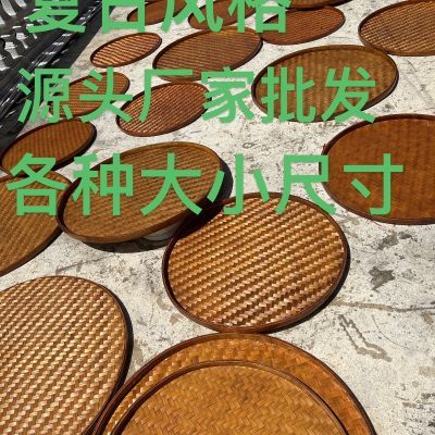 复古色竹编簸箕筛子可装饰吊顶晾晒家用竹制品丰收节新农村竹编筐优惠商品图片