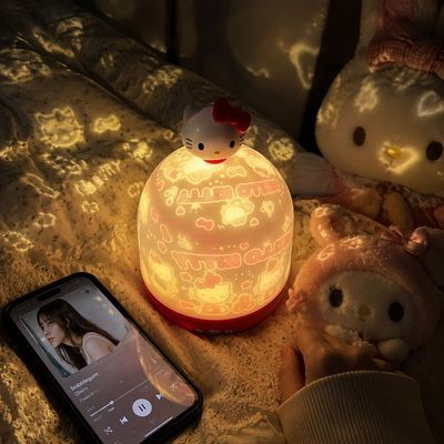 KT猫星空投影小夜灯照明氛围灯KT图案旋转蓝牙音响卧室投影灯送礼优惠商品图片