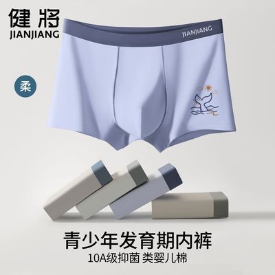A类健将青少年内裤男童发育期纯棉10a抗菌平角裤夏季薄款四角短裤