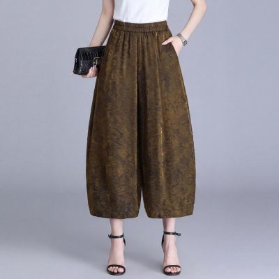 清仓捡漏~断码撤柜尾单大牌国风阔腿裤女夏季薄款九分高腰灯笼裤
