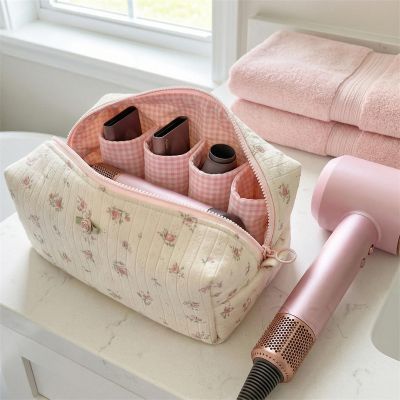 戴森Dyson Airwrap/Shark配件收纳包高档针织花卉旅行化妆包隔层
