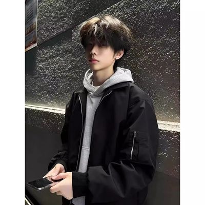 潮流男装新款美式cleanfit痞帅廓形外套vibe飞行夹克翻领棒球服优惠商品图片