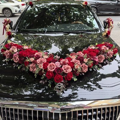 婚车主婚花车结婚车队车头装饰头车花布置拉花全套高级婚礼仿真花优惠商品图片