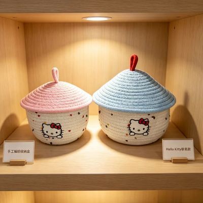 超萌桌面收纳盒客厅茶几家用收纳筐玄关零食杂物化妆品整理储物篮