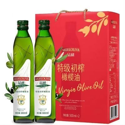 品利(MUELOLIVA)特级初榨橄榄食用油500/750ml*2瓶装过年礼盒送礼优惠商品图片