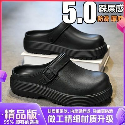 2026新款勃肯包头拖鞋男夏季外穿增高软底防滑耐磨沙滩运动男半拖