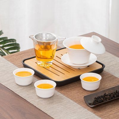 功夫茶具套装家用陶瓷羊脂玉瓷德化白瓷盖碗茶杯套组潮州茶器