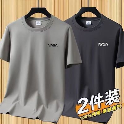 NASA联名100%棉男士短袖圆领休闲半袖宽松打底大码T恤上衣运动潮优惠商品图片