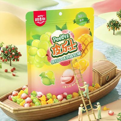 【阿麦斯】皮乐士剥皮软糖99%果汁上班解馋儿童零食大包装508g低价优惠商品图片