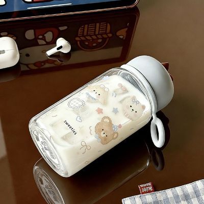 2026新款学生蓝苹果小熊塑料杯子ins高颜值杯子便携小众上班族