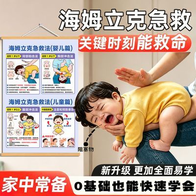 26 新版海姆立克急救挂图 家用婴儿呛奶防窒息图解科普海报优惠商品图片