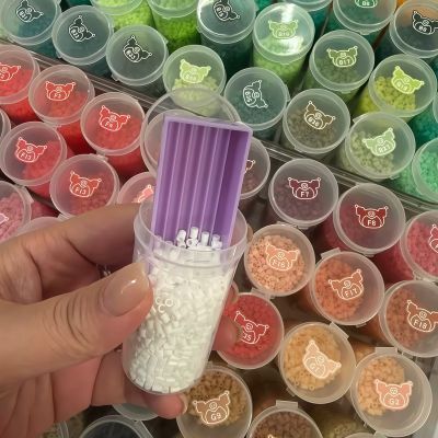 拼豆豆瓶装30ml小圆瓶2.6mm分装拼豆收纳瓶圆形翻盖分装瓶翻盖式