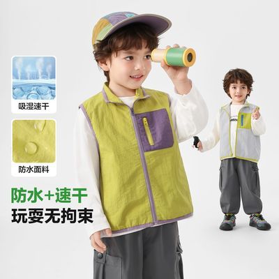 【右欧】男童防水户外轻量吸湿速干马甲宝宝秋装童装春秋款儿童无袖潮