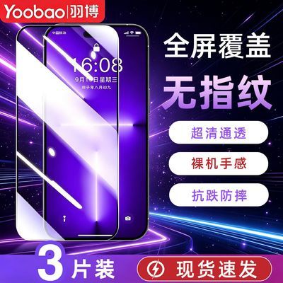 【羽博】适用苹果16ProMax钢化膜14iPhone15Plus/13/12防窥膜11防尘网