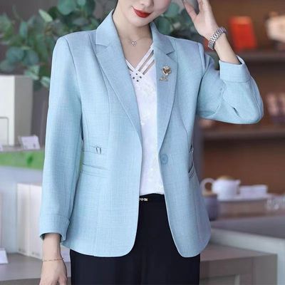 新款春秋装九分袖气质时尚西装薄款大码上衣修身外套