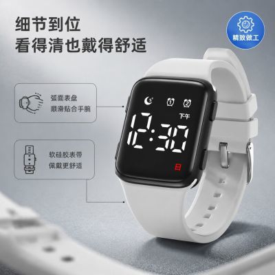 新款多功能夜光小众生手中文时间星期日历防水时尚中学表电子表