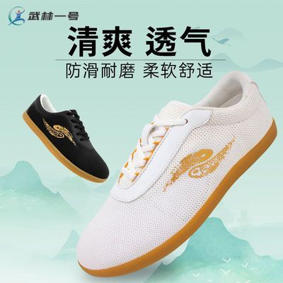 夏季透气太极鞋女牛筋底太极帆布鞋网面太极拳八段锦专业武术鞋男