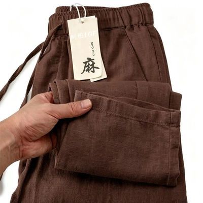 亚麻裤子男士夏季阔腿裤宽松直筒裤薄款棉麻休闲裤2026新款运动裤