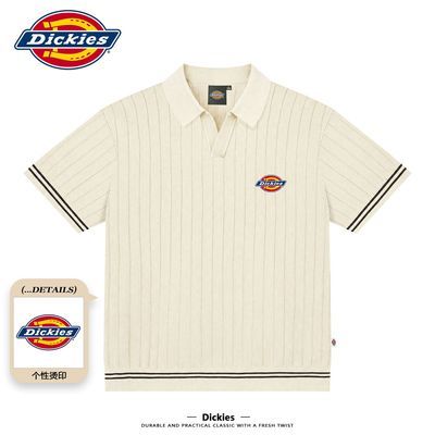 【Dickies】老钱风针织翻领短袖POLO杉休闲凉感男女百搭半袖上衣优惠商品图片
