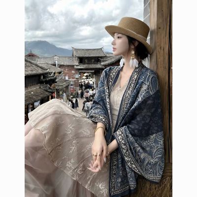 云南旅游披肩外搭女2026新款夏薄款穿搭拍照民族风围巾丝巾空调房