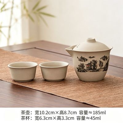 粗陶手抓壶便携式中式茶具套装精巧怀旧小茶壶一壶二杯清仓特价
