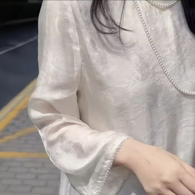 26款新中式钻石钉珠圆领设计简约时尚小衫新中式小衫穿搭优惠商品图片