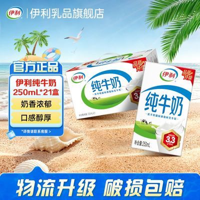 【5月1/2箱】送礼礼盒 伊利纯牛奶250ml*21盒【带提手】