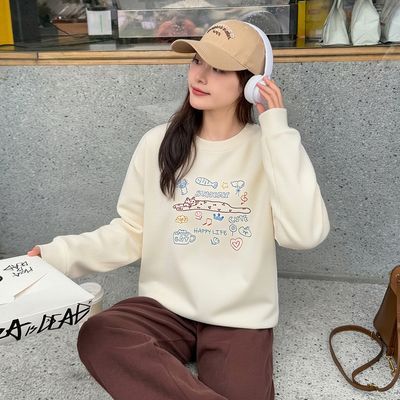 【快鱼】春秋2026新品女卫衣卡通美式慵懒设计感复古时尚百搭长袖卫衣
