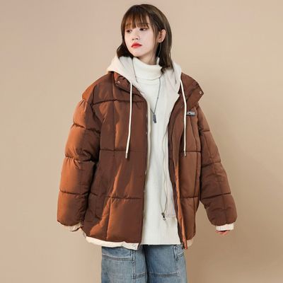 韩版宽松棕色短款棉服外套冬季加厚保暖学生百搭棉袄