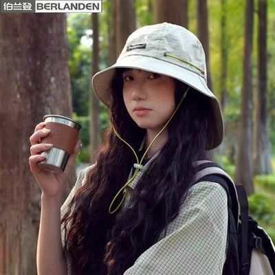 伯兰登女遮阳帽户外骑车护颈太阳帽大檐透气折叠登山渔夫帽女夏季优惠商品图片