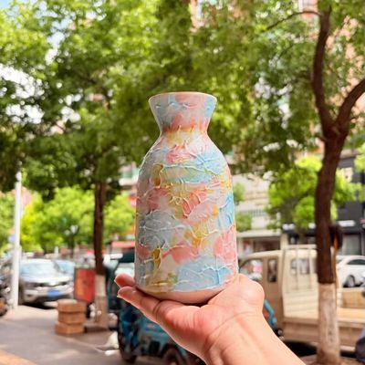 景德镇陶瓷手工花瓶客厅插花摆件ins礼物手绘花器胚烧冰淇淋中号优惠商品图片