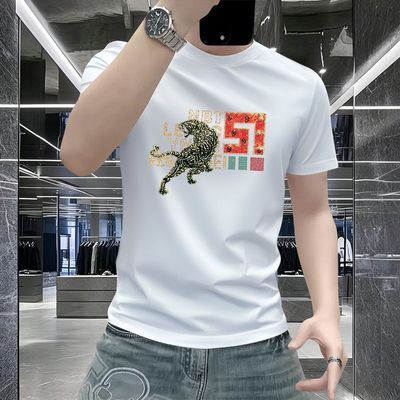 欧版高档男装夏季上衣新款男士短袖圆领T恤潮流体恤洋气小众独特
